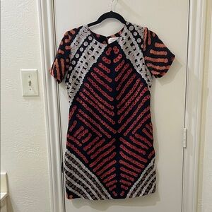 Elegant Black and Red Geometric Mini Dress